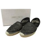  как новый JIMMY CHOO Jimmy Choo DREYA эспадрильи плоская обувь туфли-лодочки размер 39.5 примерно 26.5cm черный женский б/у одежда б/у 