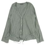 美品 ANTEPRIMA アンテプリマ ウールジャージー レイヤード風 ドッキング カットソー カーディガン 羽織り 長袖 40 カーキ  緑 レディース 古着 中古