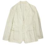 美品 Papas パパス リネン コットン テーラー ジャケット ブレザー D0431FJL014 サイズM オフホワイト メンズ 古着 中古