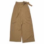 未使用 BURBERRY バーバリー タック ワイドパンツ スラックス ウエストリボン UK4 ブラウン レディース 古着 中古