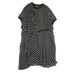 ショッピング水玉 新品同様 gomme ゴム ドット アシンメトリー ワンピース シアー シフォン ドレス 水玉 総柄 M ブラック×ホワイト レディース 古着 中古