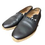 ショッピングエスパドリーユ 良品 Christian Louboutin クリスチャンルブタン スタッズ エスパドリーユ スリッポン スニーカー 26cm相当 ブラック メンズ 古着 中古