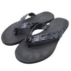 良品 BOTTEGA VENETA ボッテガヴェネタ クロコダイル ビーチサンダル フラット シューズ 靴 42/27.0 黒 ブラック メンズ 古着 中古