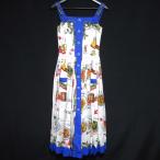 美品 DOLCE&GABBANA ドルチェ&ガッバーナ パスタ柄 フロントボタン ノースリーブ ワンピース サイズ36 ホワイト レディース 古着 中古