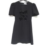 美品 REVECCA VALLANCE レベッカヴァランス ベロアリボン 半袖 ミニドレス ワンピース サイズUS6 ブラック レディース 古着 中古