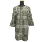 ショッピングzara 新品同様 ZARA WOMAN ザラ ウーマン フレアスリーブ ワンピース ドレス カットソー 七分丈 総柄 L 黒 ブラック 白 ホワイト レディース 古着 中古