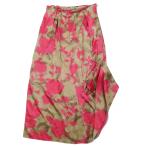 未使用 22年製 FENDI フェンディ 花柄 ロゴリボン 総柄 シルク アシンメトリー スカート ロング丈 フローラル 38 ピンク ベージュ レディース 古着 中古