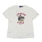美品 POLO SPORT ポロスポーツ ラルフローレン COLORADO 半袖 Tシャツ プリント 刺繍 トップス カットソー 丸首 M 白  メンズ 古着 中古