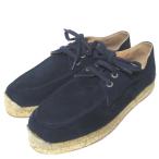 未使用 HERMES エルメス エスパドリーユ スエード シューズ サイズ40 25.5〜26cm ネイビー メンズ 古着 中古