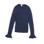 ショッピングロンハーマン 美品 Ron Herman ロンハーマン コットン100％ 長袖 リブニット セーター フリル クルーネック プルオーバー トップス S 紺 レディース 古着 中古