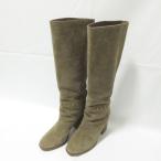 美品 Tory Burch トリーバーチ スエード ステッチデザイン チャンキーヒール ロングブーツ 6M 約23cm ブラウン系 レディース 古着 中古