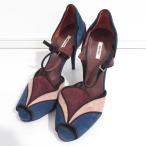 ショッピングMIUMIU 良品 miumiu ミュウミュウ スウェード 配色 ストラップ付 ハイヒール セパレート パンプス サンダル 35 22cm ブルー×ブラウン系 レディース 古着 中古