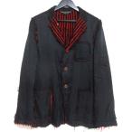 美品 02AW COMME des GARCONS HOMME PLUS コムデギャルソンオムプリュス 4つの黒 リバーシブル テーラードジャケット PG-J044 S 赤×黒 メンズ 古着 中古