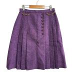 未使用 GUCCI グッチ ホースビット ひざ丈 ツイードプリーツスカート 643331 36サイズ パープル レディース 古着 中古