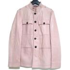 良品 YVES SAINT LAURENT rive gauche イヴサンローラン リヴゴーシュ ラムレザー サファリジャケット 172834 Y5HAB 46サイズ 薄ピンク メンズ 古着 中古