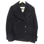 美品 BURBERRY LONDON バーバリーロンドン ウールカシミヤ ビッグカラー ダブルブレスト メルトン Pコート ピーコート I38 ブラック レディース 古着 中古
