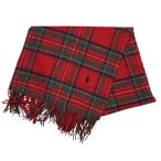 良品 RALPH LAUREN ラルフローレン ウールチェックマフラー レッド レディース 古着 中古