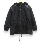 美品 PRADA SPORT プラダスポーツ ナイロン×レザー トライアングルロゴプレート パデッド フーデッドジャケット 40 ブラック レディース 古着 中古