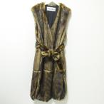  не использовался INSCRIRE Anne s прозрачный eko мех безрукавка bell tedo пальто длинный жилет 38 Brown женский б/у одежда б/у 