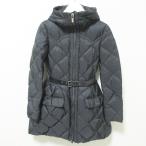 美品 MIUMIU ミュウミュウ ナイロン ベルテッド ダウンジャケット フーデッドコート 36 ブラック レディース 古着 中古