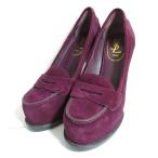 美品 YSL YVES SAINT LAURENT イヴサンローラン スエード ハイヒール ローファー パンプス 35.5 22.5cm相当 パープル レディース 古着 中古