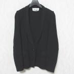 美品 YVES SAINT LAURENT イヴサンローラン ラメ シングル ニットドッキング ショールカラージャケット 34 ブラック レディース 古着 中古