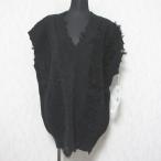未使用 24AW GRACE CONTINENTAL グレースコンチネンタル クラッシュニットトップ Vネック プルオーバー セーター 0124343082 36 ブラック レディース 古着 中古