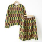  хорошая вещь Sally Scott surrey Scott Jaguar do вязаный вырез лодочкой кардиган + юбка до колена выставить M многоцветный женский б/у одежда б/у 