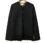 美品 COMME des GARCONS コムコム コムデギャルソン AD2014 フリルヘム パデッド キルティングジャケット RN-T006 サイズM ブラック レディース 古着 中古