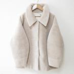 美品 OHGA オーガ エコムートンコート オーバーサイズ S ピンクベージュ レディース 古着 中古