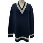 ショッピングバーバリー 美品 BURBERRY バーバリー Vネック ライン ウール ニットセーター S ブラック レディース 古着 中古