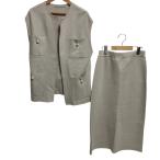  прекрасный товар 23AW UNFILO Anne fi-ro Area Free жемчуг кнопка вязаный лучший юбка выставить S размер бежевый женский б/у одежда б/у 