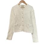 良品 UNITED ARROWS ユナイテッドアローズ パールボタン ケーブルニット カーディガン ホワイト レディース 古着 中古