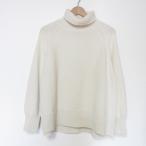 良品 23AW ebure エブール 長袖 ローゲージ タートルネック カシミヤニットセーター プルオーバー ホワイト レディース 古着 中古