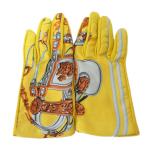  прекрасный товар HERMES Hermes tsu il re-n шелк Ram кожаные перчатки перчатки 7 желтый × многоцветный женский б/у одежда б/у 