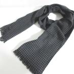 美品 POLO RALPH LAUREN ポロラルフローレン 千鳥格子柄 フリンジ ウールマフラー ブラック グレー レディース 古着 中古