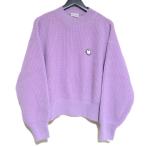 美品 MONCLER モンクレール GENIUS 8 パームエンジェルス ロゴパッチ クルーネック 長袖 ニット セーター サイズXXS ラベンダー レディース 古着 中古