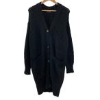 ショッピング比較 美品 Drawer ドゥロワー カシミヤブレンド ムートンパッチロングカーディガン 6515-199-0350 ブラック レディース 古着 中古