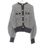 良品 24AW Mila Owen ミラオーウェン 金釦クルーネックニットカーディガン 09WND245192 サイズ0 ブラック レディース 古着 中古
