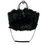 新品同様 ANTEPRIMA アンテプリマ カーラ ラージ エコファー ワイヤーバッグ ハンドバッグ ショルダーバッグ ブラック レディース 古着 中古