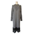美品 25SS GRACE CONTINENTAL グレースコンチネンタル レイヤードレースニットワンピース 0125133106 サイズ36 グレー レディース 古着 中古