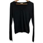 ショッピングMIUMIU 美品 miumiu ミュウミュウ カシミヤシルク Vネック ニット カットソー セーター サイズ38 ブラック レディース 古着 中古