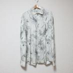 ショッピングzara 美品 ZARA ザラ 水彩プリント 長袖 シャツ M オフホワイト メンズ 古着 中古