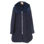 ショッピングchloe 良品 Chloe クロエ シアリング ラムファー付き 2WAY ウールコート 15AMA32-15A072 サイズ34 ダークネイビー レディース 古着 中古