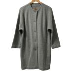 ショッピングエヴァ 美品 evam eva エヴァムエヴァ ウール ノーカラーコート サイズ1 グレー レディース 古着 中古