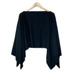  прекрасный товар 22AW Area Free jiyuuk вязаный пончо cut and sewn большой размер 44 темно-синий женский б/у одежда б/у 