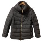 ショッピング古着 美品 HERNO ヘルノ シルク×カシミヤ ダウンジャケット コート サイズ40 チャコールグレー レディース 古着 中古