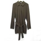 美品 Salvatore Ferragamo サルヴァトーレフェラガモ ガンチーニボタン ベルテッド ニットコート Sサイズ ブラウン レディース 古着 中古