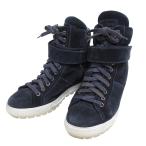 ショッピングMIUMIU 良品 miumiu ミュウミュウ ハイカット ベルクロ スエード スニーカー ブーツ 36 23.0cm相当 ネイビー レディース 古着 中古