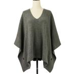  прекрасный товар POLO RALPH LAUREN Polo Ralph Lauren V шея шерсть вязаный пончо M серый женский б/у одежда б/у 